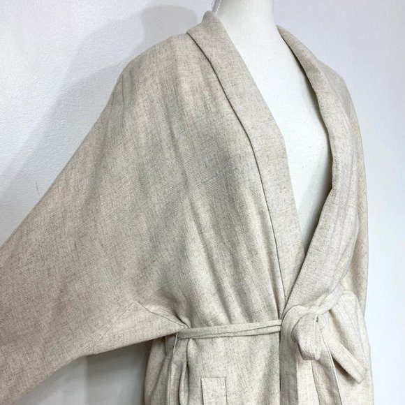 Frank & Oak Cream Belted Kimono Style Blazer - Picture 5 of 12